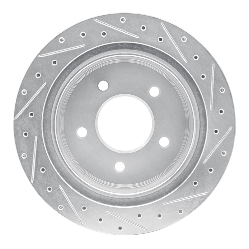 Ford E-150 Brake Rotor (1) - Rear Left - R1 Concepts - Drilled & Slotted - Silver - `04-`06